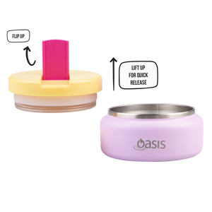 OASIS STAINLESS STEEL DOUBLE WALL INSULATED FOOD FLASK W/ QUICK RELEASE LID - Mini Food Jar - BUBBLEGUM PINK