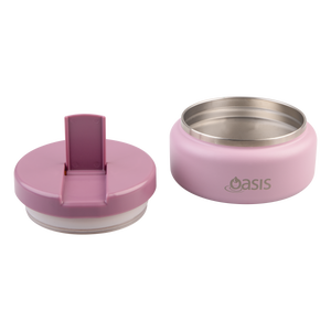 OASIS STAINLESS STEEL DOUBLE WALL INSULATED FOOD FLASK W/ QUICK RELEASE LID - Mini Food Jar - BLUSH