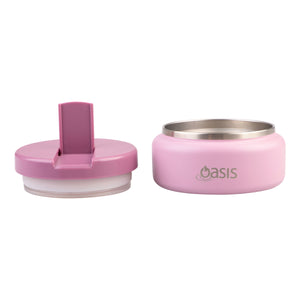 OASIS STAINLESS STEEL DOUBLE WALL INSULATED FOOD FLASK W/ QUICK RELEASE LID - Mini Food Jar - BLUSH