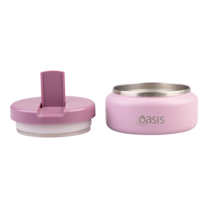 OASIS STAINLESS STEEL DOUBLE WALL INSULATED FOOD FLASK W/ QUICK RELEASE LID - Mini Food Jar - BLUSH