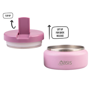 OASIS STAINLESS STEEL DOUBLE WALL INSULATED FOOD FLASK W/ QUICK RELEASE LID - Mini Food Jar - BLUSH