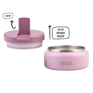 OASIS STAINLESS STEEL DOUBLE WALL INSULATED FOOD FLASK W/ QUICK RELEASE LID - Mini Food Jar - BLUSH