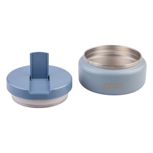 OASIS STAINLESS STEEL DOUBLE WALL INSULATED FOOD FLASK W/ QUICK RELEASE LID - Mini Food Jar - HAZY BLUE