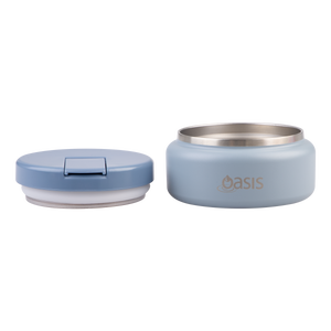 OASIS STAINLESS STEEL DOUBLE WALL INSULATED FOOD FLASK W/ QUICK RELEASE LID - Mini Food Jar - HAZY BLUE