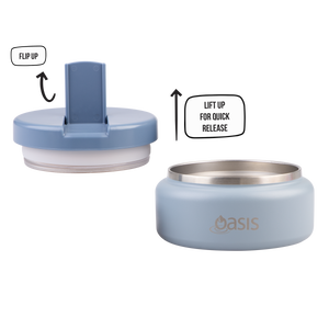 OASIS STAINLESS STEEL DOUBLE WALL INSULATED FOOD FLASK W/ QUICK RELEASE LID - Mini Food Jar - HAZY BLUE