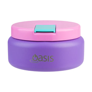 OASIS STAINLESS STEEL DOUBLE WALL INSULATED FOOD FLASK W/ QUICK RELEASE LID - Mini Food Jar - MERMAID PURPLE