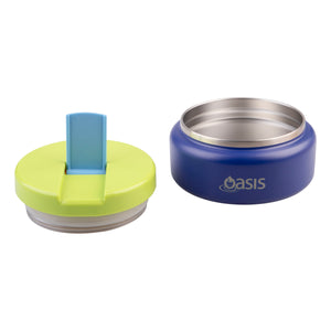OASIS STAINLESS STEEL DOUBLE WALL INSULATED FOOD FLASK W/ QUICK RELEASE LID - Mini Food Jar - PEACOCK BLUE