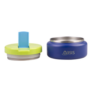 OASIS STAINLESS STEEL DOUBLE WALL INSULATED FOOD FLASK W/ QUICK RELEASE LID - Mini Food Jar - PEACOCK BLUE