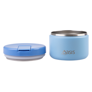 OASIS STAINLESS STEEL DOUBLE WALL INSULATED FOOD FLASK W/ QUICK RELEASE LID - 300ML - Blue