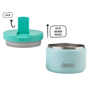 OASIS STAINLESS STEEL DOUBLE WALL INSULATED FOOD FLASK W/ QUICK RELEASE LID - 300ML - Mint