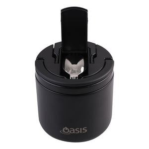 OASIS STAINLESS STEEL DOUBLE WALL INSULATED FOOD FLASK W/ QUICK RELEASE LID & SPORK 550ML - Black