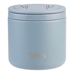 OASIS STAINLESS STEEL DOUBLE WALL INSULATED FOOD FLASK W/ QUICK RELEASE LID - 550ML - HAZY BLUE