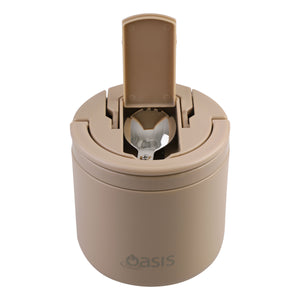 OASIS STAINLESS STEEL DOUBLE WALL INSULATED FOOD FLASK W/ QUICK RELEASE LID & SPORK 550ML - Latte