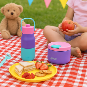 OASIS STAINLESS STEEL DOUBLE WALL INSULATED FOOD FLASK W/ QUICK RELEASE LID - 300ML - MERMAID PURPLE