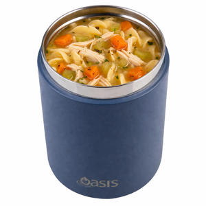 OASIS STAINLESS STEEL DOUBLE WALL INSULATED FOOD FLASK W/ HANDLE 480ML - Indigo