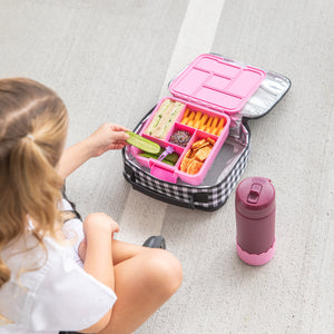 MontiiCo Medium Insulated Lunch Bag - Black Gingham