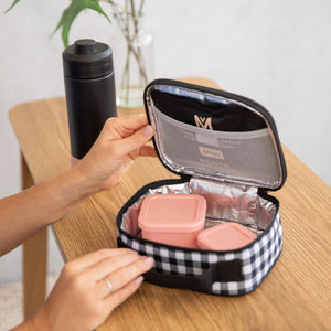 Montiico mini Insulated Lunch bag - Black Gingham