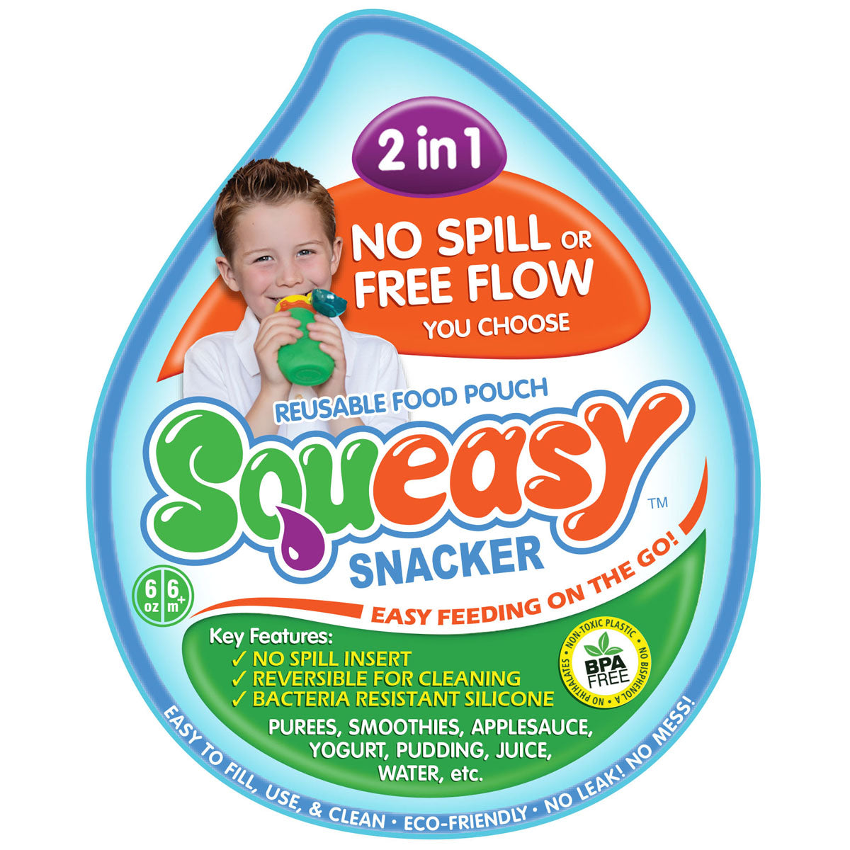 Squeasy Snacker 6oz / 180ml - GREEN