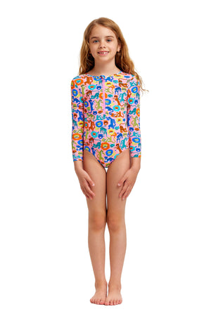 FUNKITA - TODDLER GIRLS PRINTED SUN COVER ONE PIECE - FELINE FIESTA