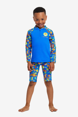 FUNKY TRUNKS - TODDLER BOYS PRINTED ZIPPY RASH VEST - Big Cat Bash