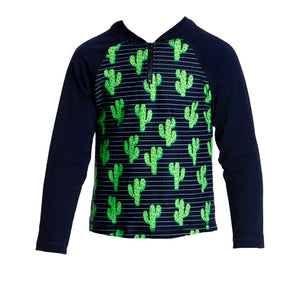 FUNKY TRUNKS - TODDLER BOYS PRINTED ZIPPY RASH VEST - PRICKLY PETE