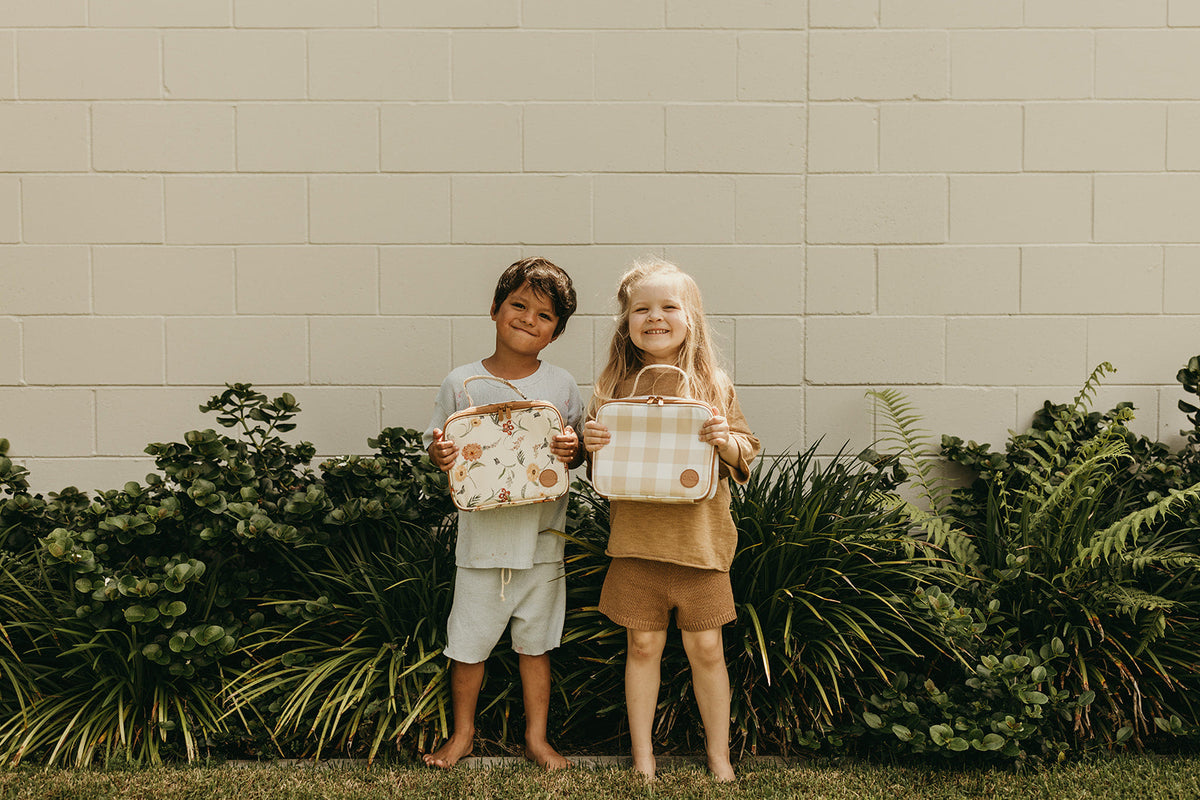 Oioi Mini Insulated Lunch Bag - Beige Gingham