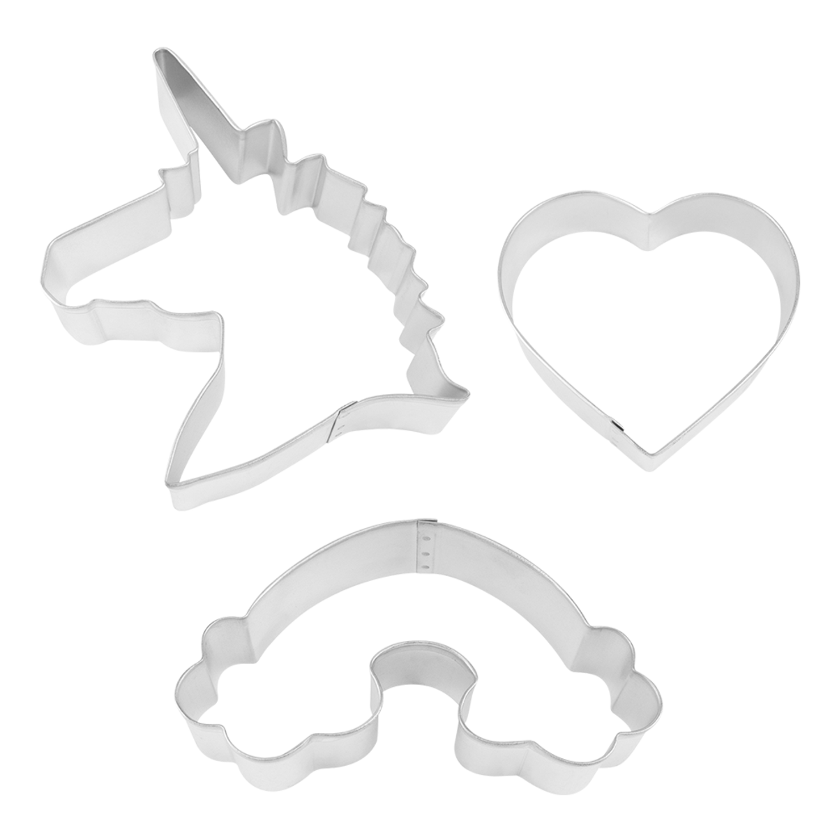 R&M STAINLESS STEEL UNICORN COOKIE CUTTER SET 3