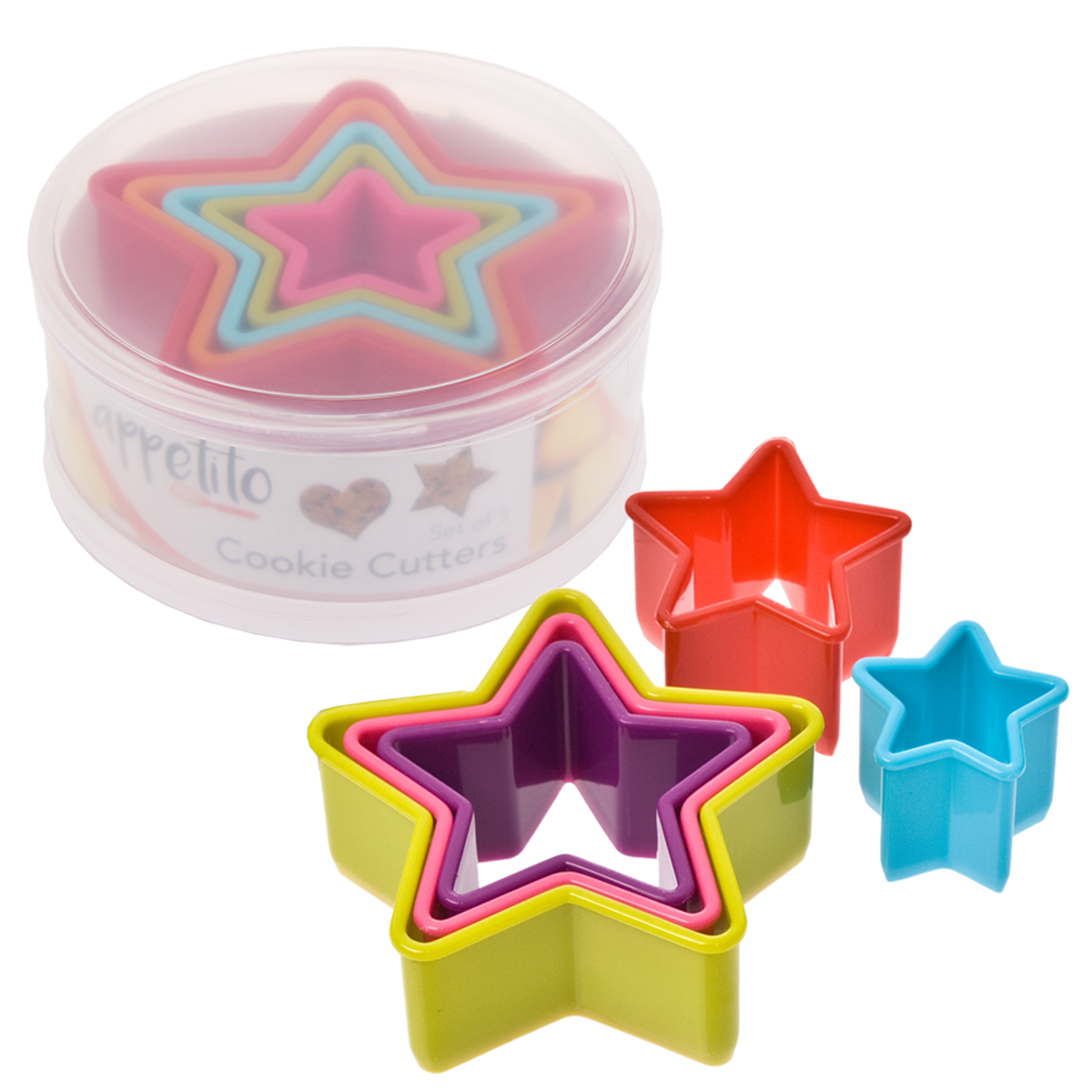 APPETITO STAR COOKIE CUTTER SET 5 - MULTI-COLOUR