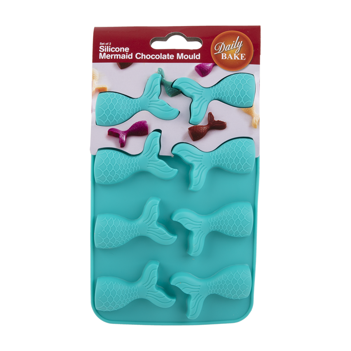DAILY BAKE SILICONE MERMAID 8 CUP CHOCOLATE MOULD SET 2 - TURQUOISE