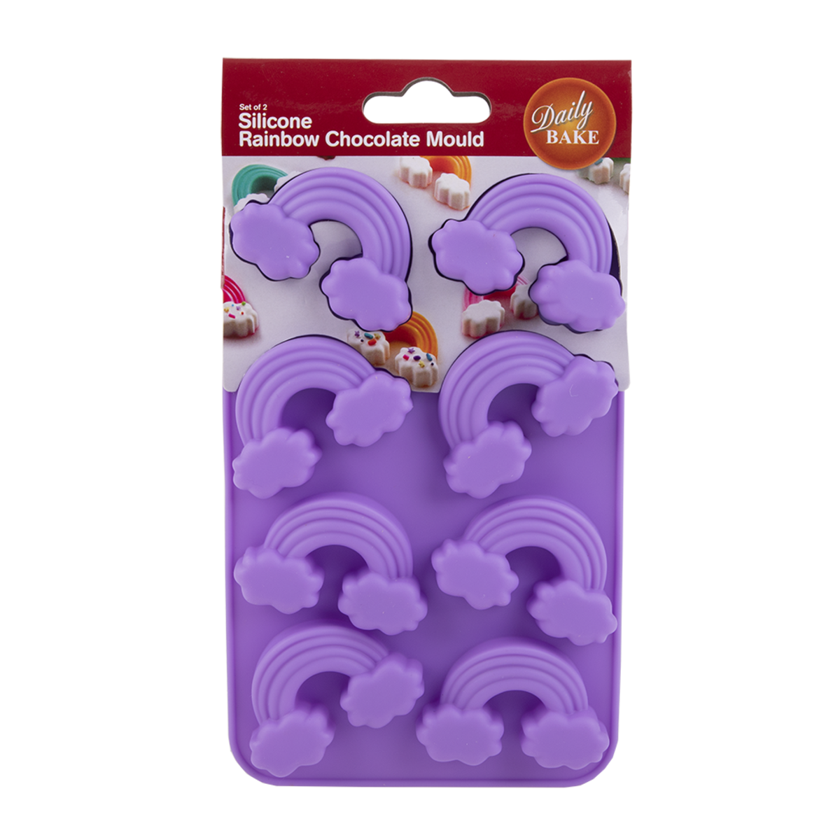DAILY BAKE SILICONE RAINBOW 8 CUP CHOCOLATE MOULD SET 2 - PURPLE