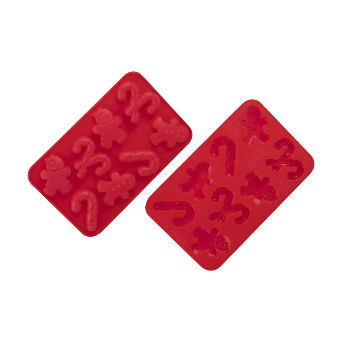 DAILY BAKE SILICONE GINGERBREAD &amp; CANDY CANE 8 CUP CHOCOLATE MOULD SET 2 - RED