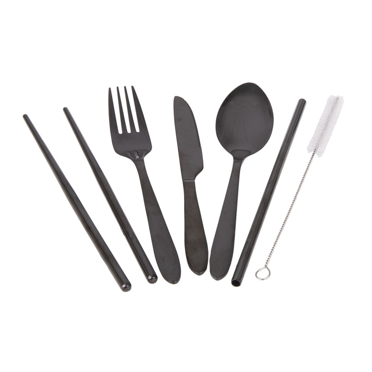 APPETITO 6 PIECE STAINLESS STEEL TRAVELLER&#39;S CUTLERY SET - BLACK