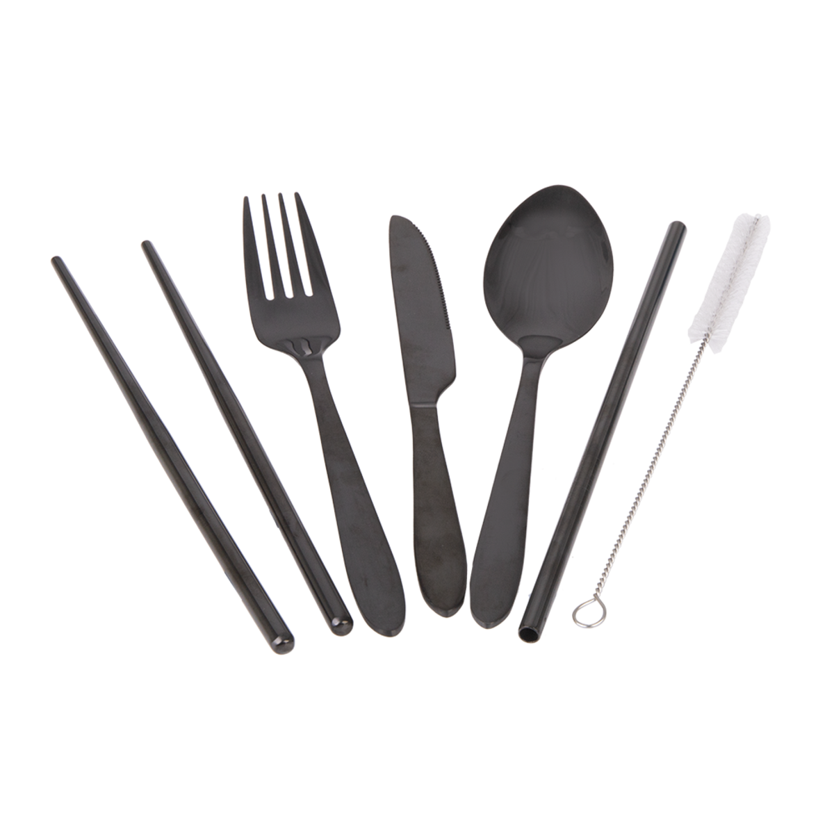 APPETITO 6 PIECE STAINLESS STEEL TRAVELLER'S CUTLERY SET - BLACK