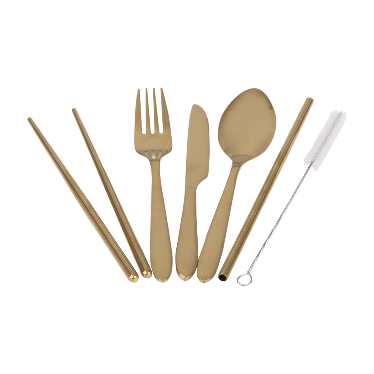APPETITO 6 PIECE STAINLESS STEEL TRAVELLER&#39;S CUTLERY SET - GOLD
