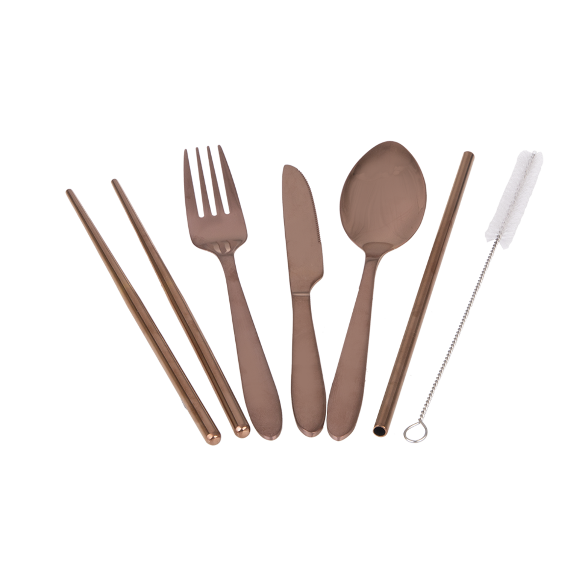 APPETITO 6 PIECE STAINLESS STEEL TRAVELLER&#39;S CUTLERY SET - ROSE GOLD