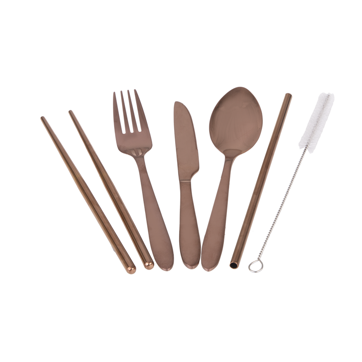 APPETITO 6 PIECE STAINLESS STEEL TRAVELLER'S CUTLERY SET - ROSE GOLD