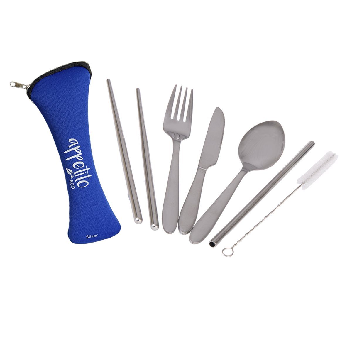 APPETITO 6 PIECE STAINLESS STEEL TRAVELLER&#39;S CUTLERY SET - SILVER