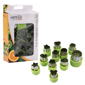 APPETITO FRUIT & VEGETABLE CUTTERS SET 12 ASST. SHAPES - GREEN