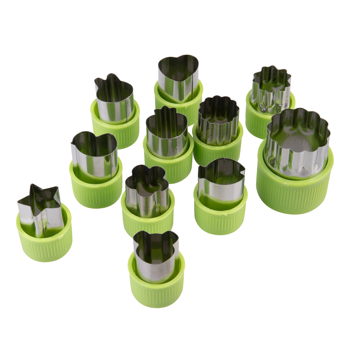 APPETITO FRUIT &amp; VEGETABLE CUTTERS SET 12 ASST. SHAPES - GREEN