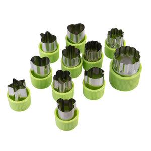 APPETITO FRUIT & VEGETABLE CUTTERS SET 12 ASST. SHAPES - GREEN