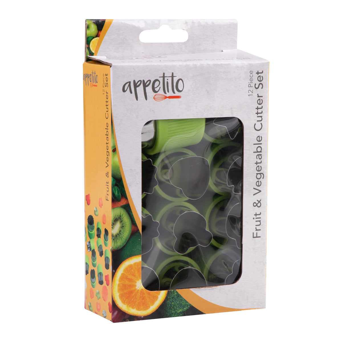 APPETITO FRUIT &amp; VEGETABLE CUTTERS SET 12 ASST. SHAPES - GREEN