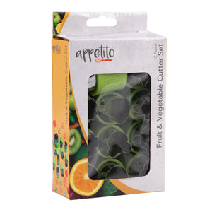 APPETITO FRUIT & VEGETABLE CUTTERS SET 12 ASST. SHAPES - GREEN