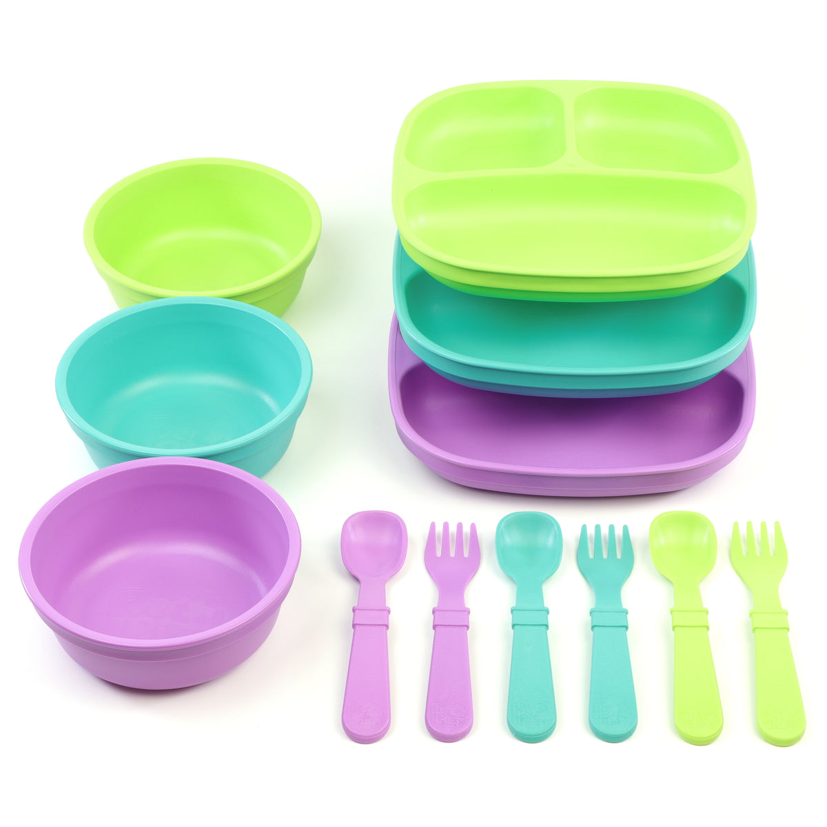 Re-play 3 Meals Mermaid Set (Purple, Lime, Aqua)