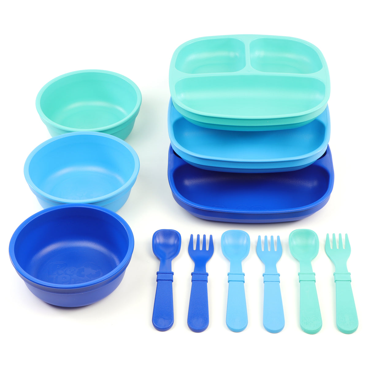 Re-play 3 Meals True Blue Set (Navy, Sky Blue, Aqua)