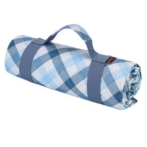 SACHI PICNIC RUG 175 X 142CM - GINGHAM BLUE-GREY