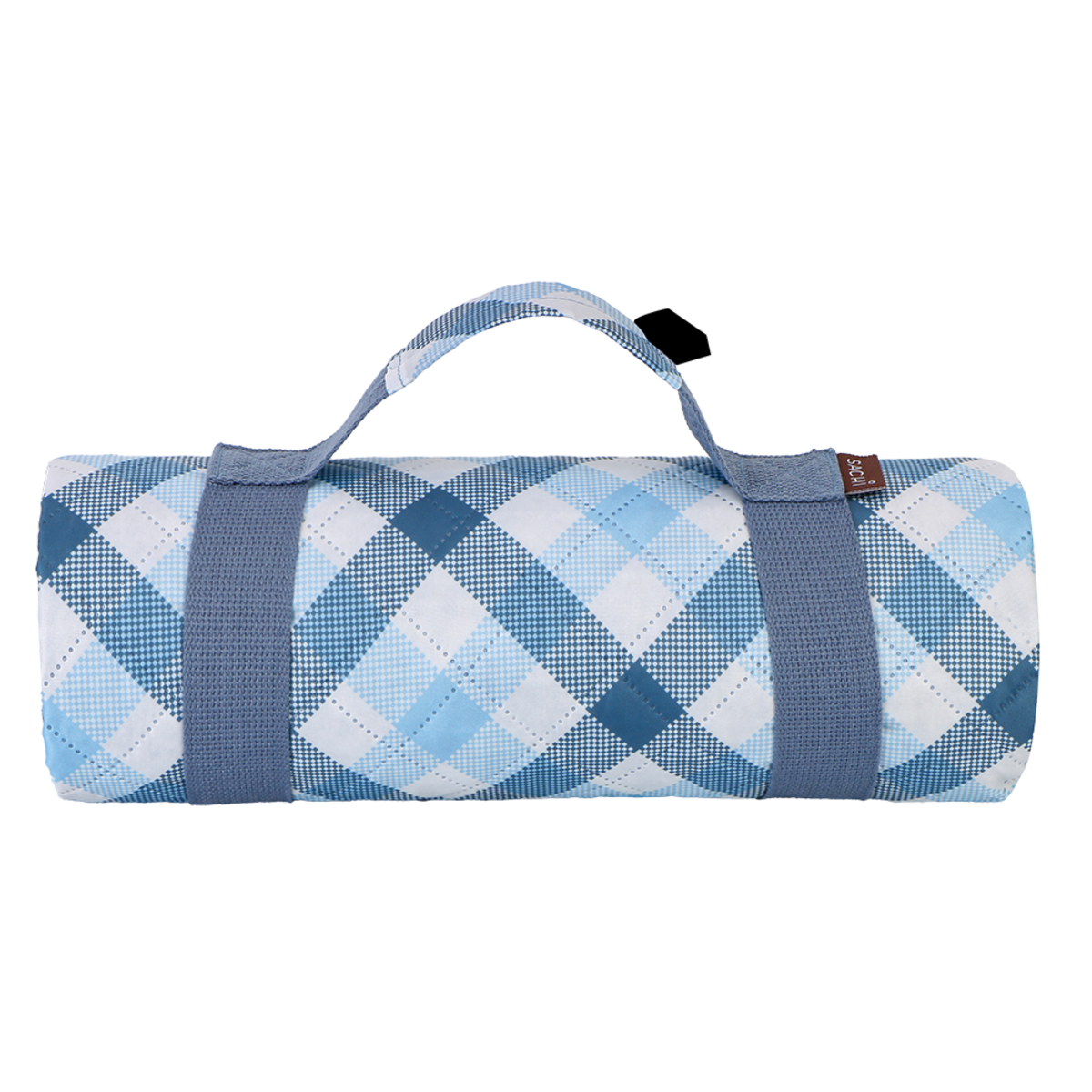 SACHI PICNIC RUG 175 X 142CM - GINGHAM BLUE-GREY