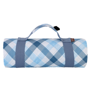 SACHI PICNIC RUG 175 X 142CM - GINGHAM BLUE-GREY