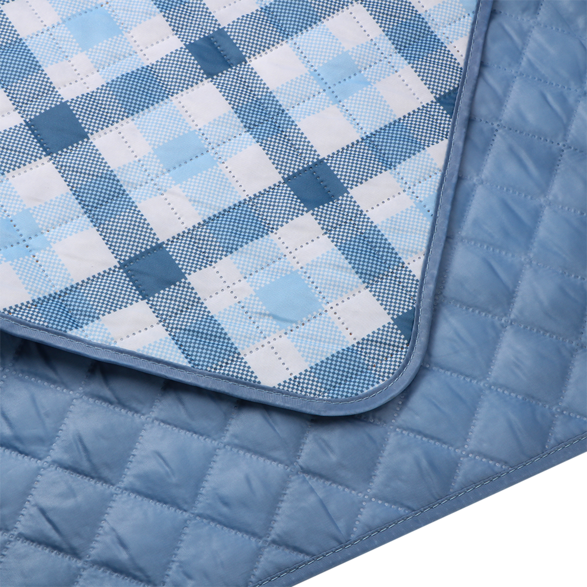 SACHI PICNIC RUG 175 X 142CM - GINGHAM BLUE-GREY