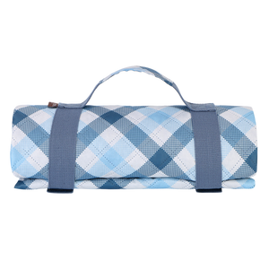 SACHI PICNIC RUG 175 X 142CM - GINGHAM BLUE-GREY