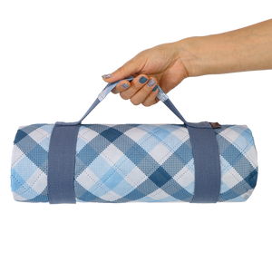 SACHI PICNIC RUG 175 X 142CM - GINGHAM BLUE-GREY